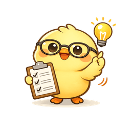 比較のポイントをひらめいたひよこ